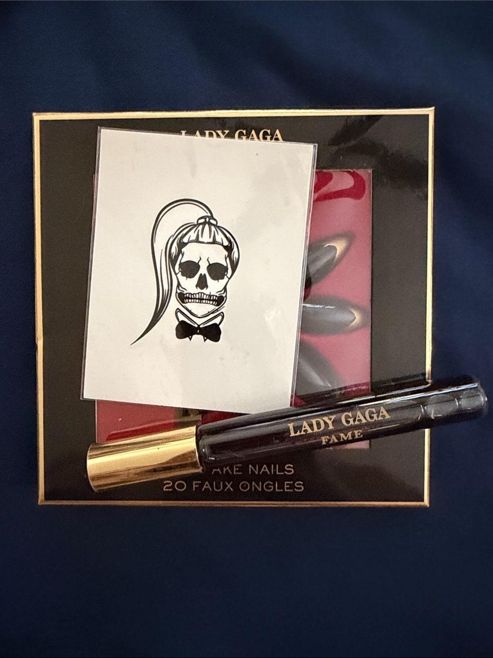 Lady Gaga Fame NIB Faux Nails Set w/ temporary tattoo & Black Fluid Rollerball